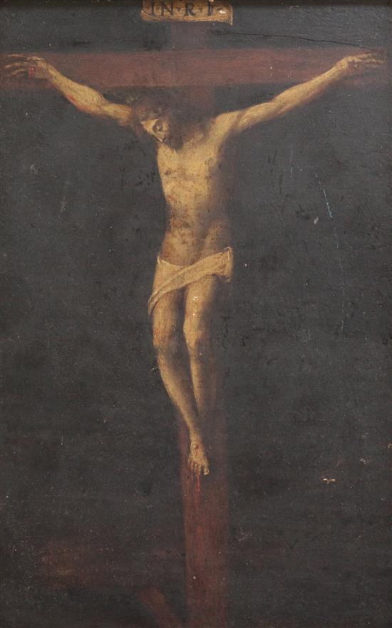 19th century English School Christ on the cross, 15.5 x 10in.